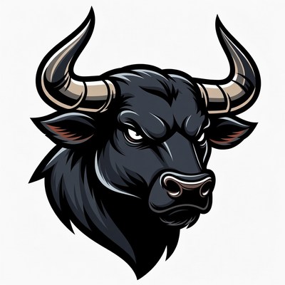 Angry Black Bull Head Illustration