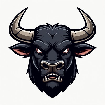 Angry Black Bull Head Illustration