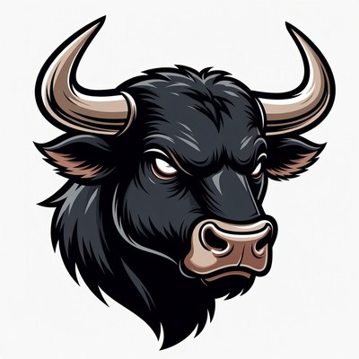 Angry Black Bull Head Illustration