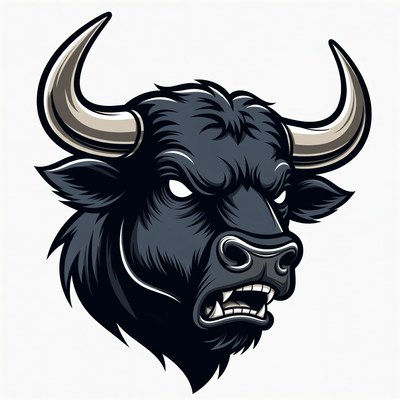 Angry Black Bull Head Illustration