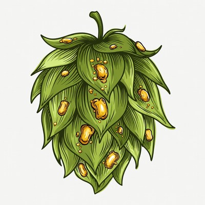 Golden Hops Cone Illustration