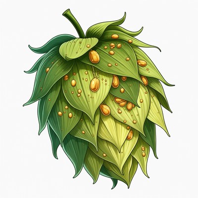 Hops Cone with Golden Droplets