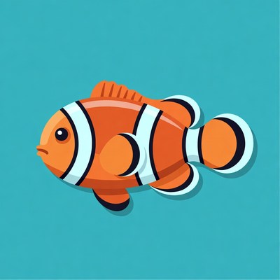 Clownfish on Blue Background