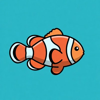 Clownfish illustration on blue background