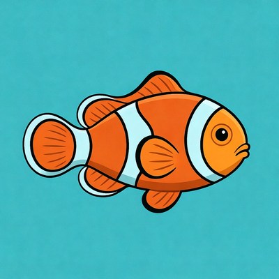 Clownfish on blue background