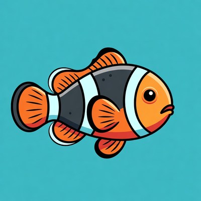 Clownfish on blue background