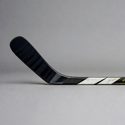 Black hockey stick isolated
