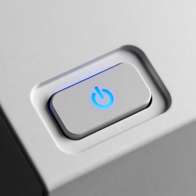 Glowing White Power On Button