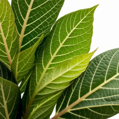 Green Leaves on White Background