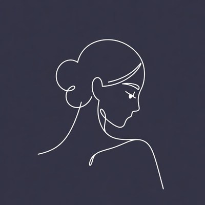 Line art woman profile with bun