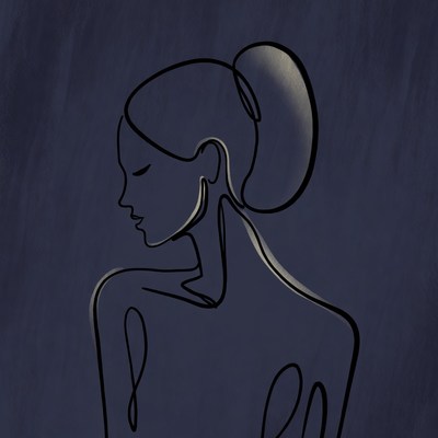 Woman with bun hairstyle silhouette