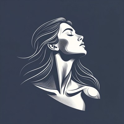 Profile of Woman with Flowing Hair