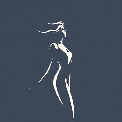 Silhouette of woman with flowing hair