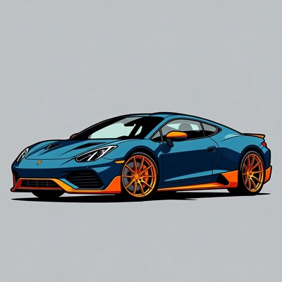 Blue Lamborghini Huracan illustration