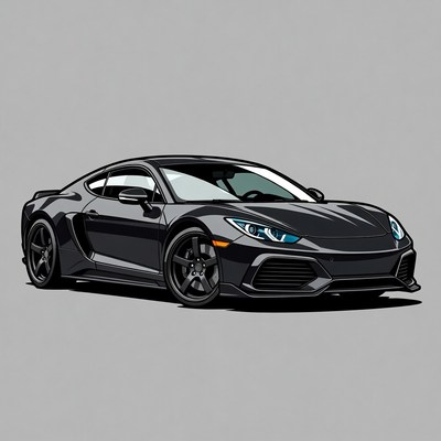 Black Sports Car Illustration