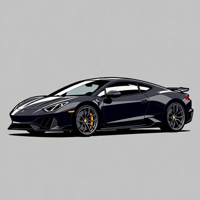 Black Lamborghini Huracan Performante Illustration