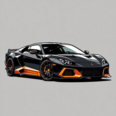 Black Lamborghini Huracan with Orange Accents
