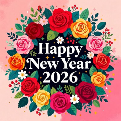 Happy New Year 2026 Roses