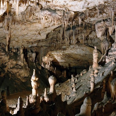 Stalactites and Stalagmites in Cave