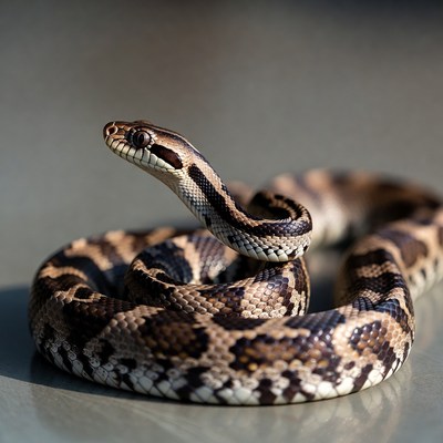 Coiled Albino Rat Snake