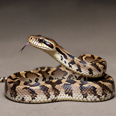 Coiled Albino Rat Snake