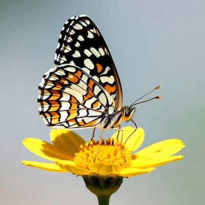 Orange Butterfly on Yellow Flower