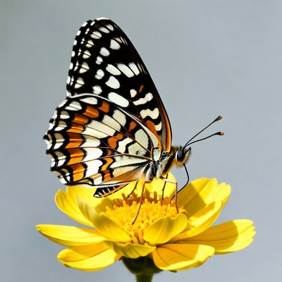 Orange Butterfly on Yellow Flower