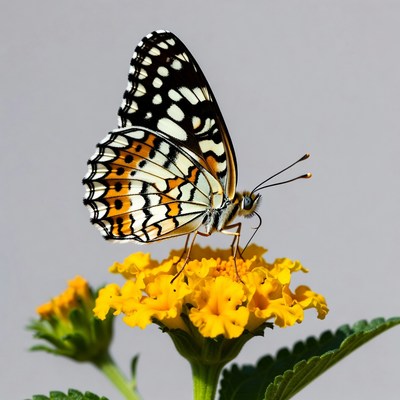Orange Butterfly on Yellow Flower