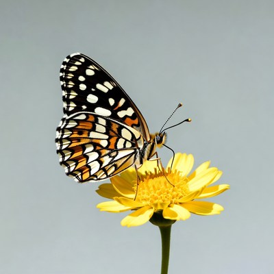Orange Butterfly on Yellow Flower