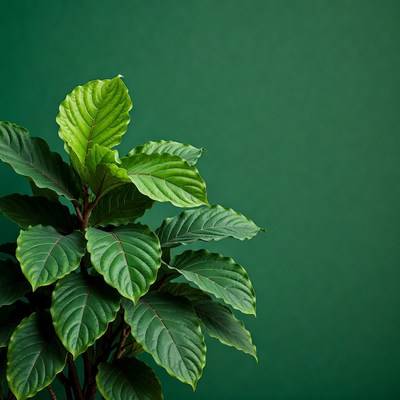 Ficus elastica against green background