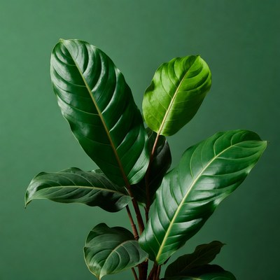 Philodendron plant on green background
