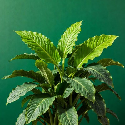 Philodendron Plant on Green Background