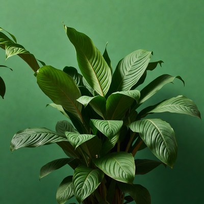 Peace Lily Plant on Green Background