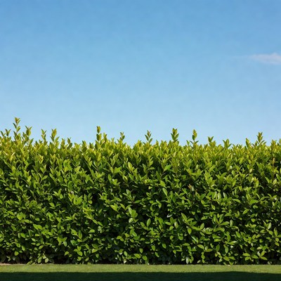 Green Hedge Against Blue Sky