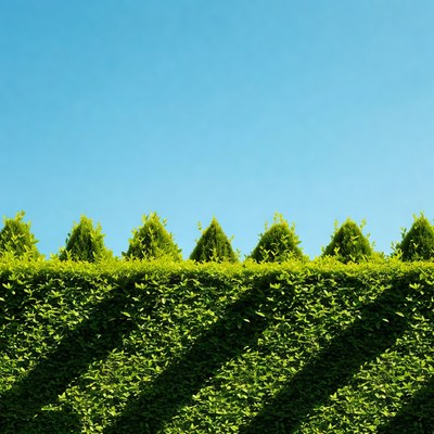 Row of Conical Green Hedges