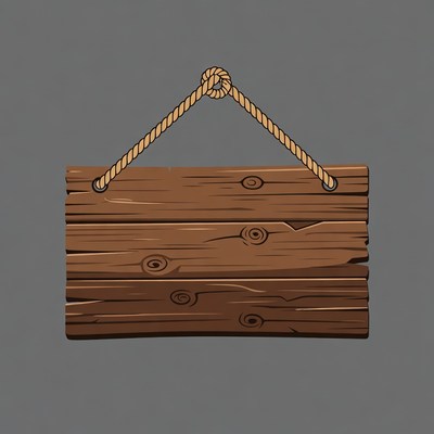 Wooden sign hanging by rope