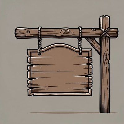 Blank wooden sign on post