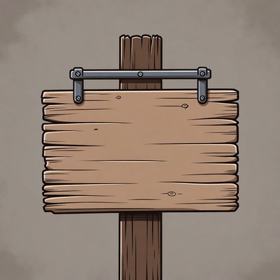 Blank wooden sign on post