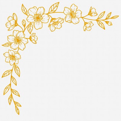 Golden Floral Corner Border Illustration