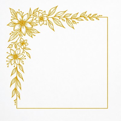 Gold Floral Corner Border