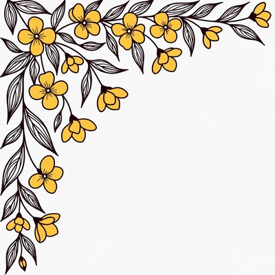 Yellow hibiscus flower border illustration