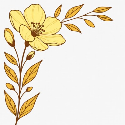 Yellow Flower Branch Illustration