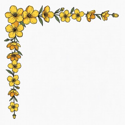 Yellow Flowers Corner Border Illustration