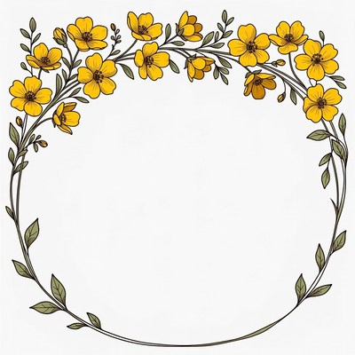 Yellow Flowers Wreath Illustration