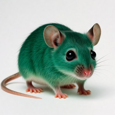 Cute green furry mouse