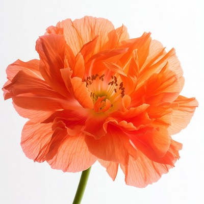 Orange Poppy Flower on White Background