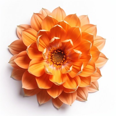 Orange Dahlia Flower on White