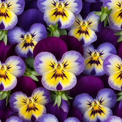 Purple and Yellow Pansy Flowers