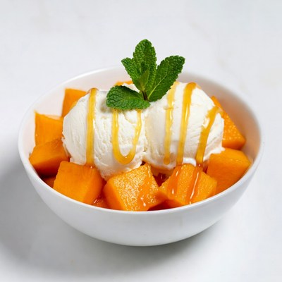 Mango Ice Cream with Mint