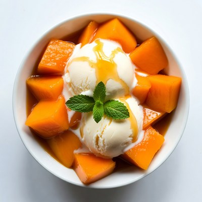 Mango Chunks with Ice Cream
